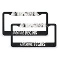 thumbnail image 1 of License Plate Frame And So The Adventure Begins Auto Car Accessories Tag 2 PCS Camping Camper Gifts Quality Aluminum License Plate Cover for Women 6x12in, 1 of 6