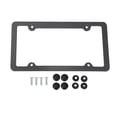 thumbnail image 1 of Unique Bargains License Plate Frame Aluminum Alloy Car Front Rear License Plate Holder with Screws Caps 4 Hole 1 Set Round Hole Narrow Frame Carbon Fiber Black, 1 of 8