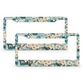 thumbnail image 1 of License Plate Frame Cherry Blossoms in Turquoise And Beige Car Front License Plate Frame 2 Pcs Set Spring Blooming Flowers Sakura Stainless Aluminum License Plate Frames for Men/Women, 1 of 6