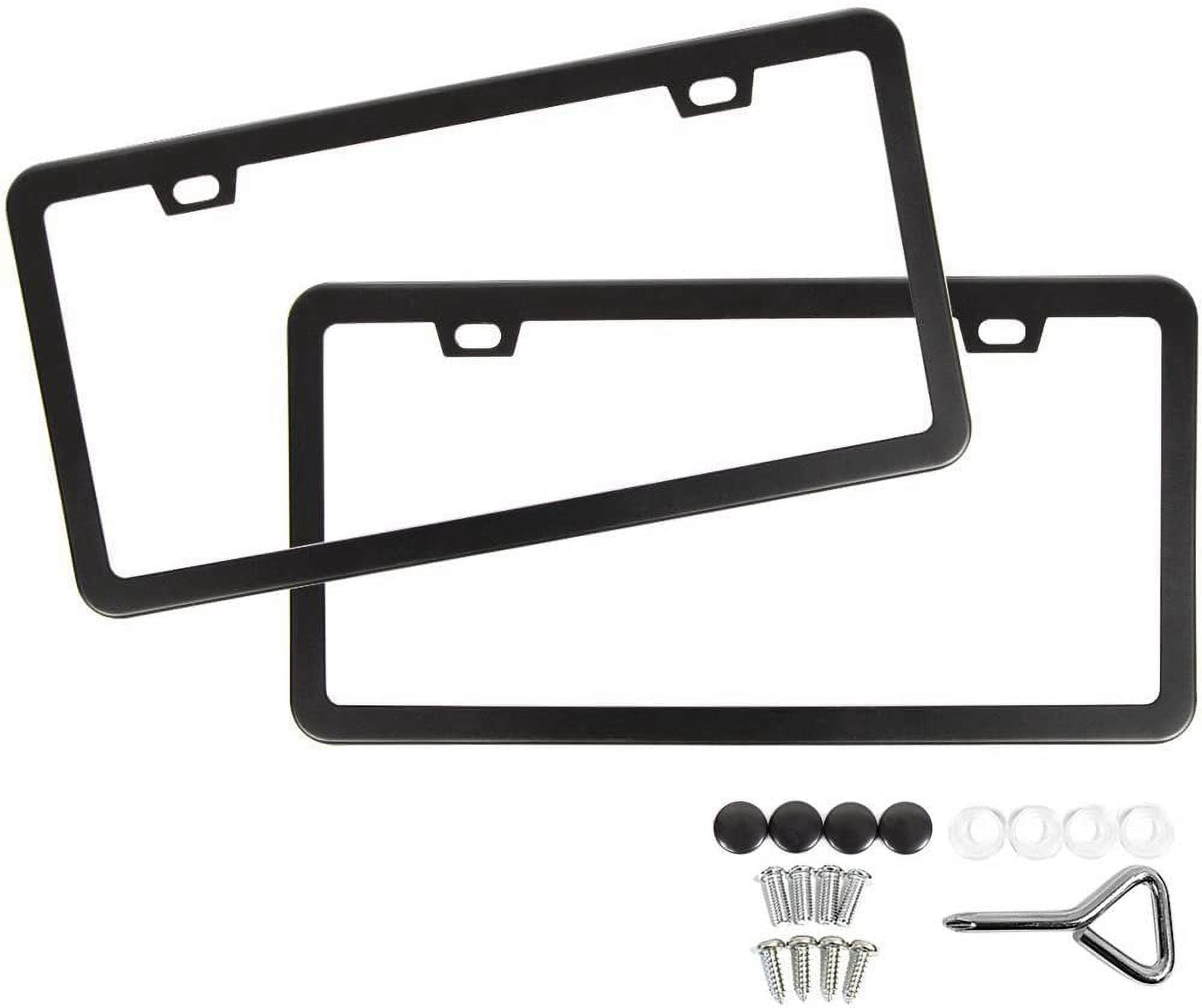 License Plate Frame,Chrome License Plate Frames, Universal Car License Plate Covers. Rust-Proof, Weather-Proof Silver Stainless Steel License Plate Holder 2PCS