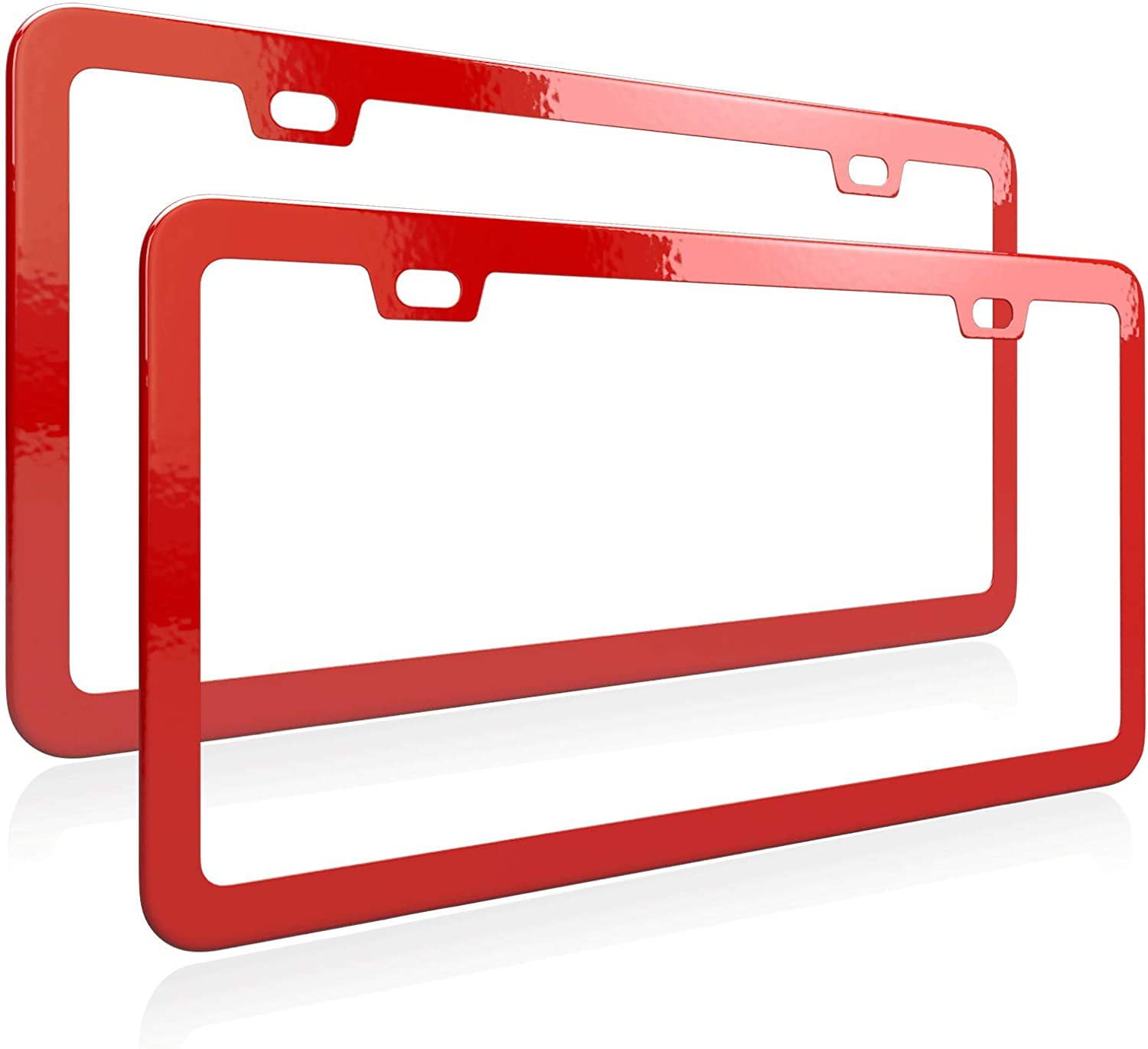 License Plate Frame,Chrome License Plate Frames, Universal Car License Plate Covers. Rust-Proof, Weather-Proof Silver Stainless Steel License Plate Holder 2PCS