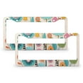 thumbnail image 1 of License Plate Frame Colorful Flowers in Pink, Blue And Green Car Accessories 2 Pieces Colorful Bright Spring Natural Metal License Plate Cover Fits All Car, 1 of 6
