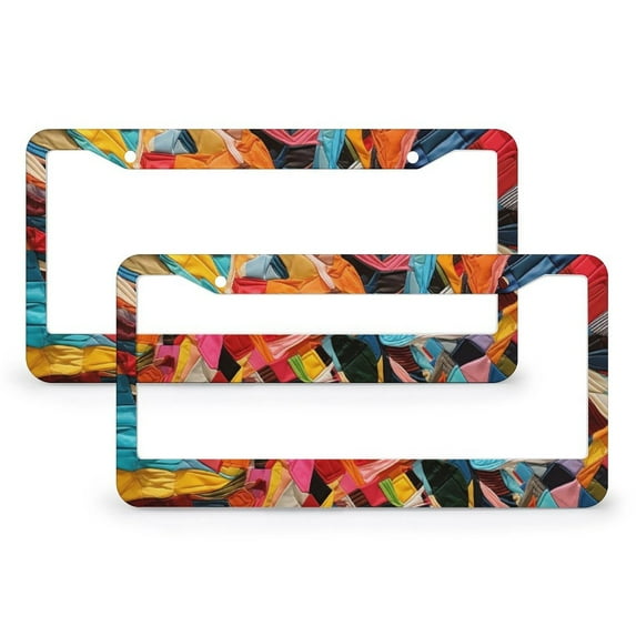 License Plate Frame Colorful Quilt Strips License Plate Cover License Plate Novelty License Plate Frame 2 Pieces Modern Accent Stainless Aluminum License Plate Frames for Men/Women 12.2 X 6.3 inch