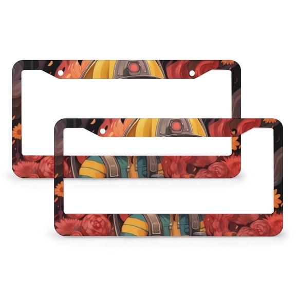 License Plate Frame Fireman with Dog Auto Decorative Frames Cars Protector Cover Holder 2 PCS Custom Name Fireman Quality Aluminum License Plate Frames Car Accessories US Canada Standard