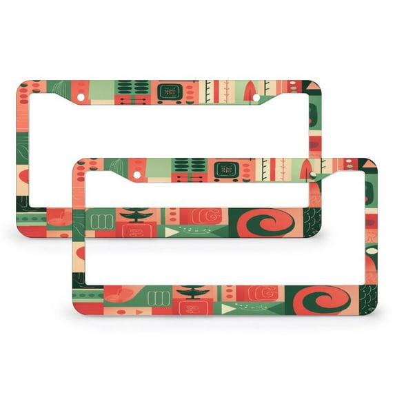 License Plate Frame Joyful Christmas Patchwork License Plate Cover Front Plates Frames Car Tag Frame 2 Pcs Set Christmas Aluminum Metal License Plate Cover for Women