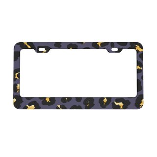 Snow Leopard Print License Plate Frame - Aluminum Metal Holder With Screws For US Plates