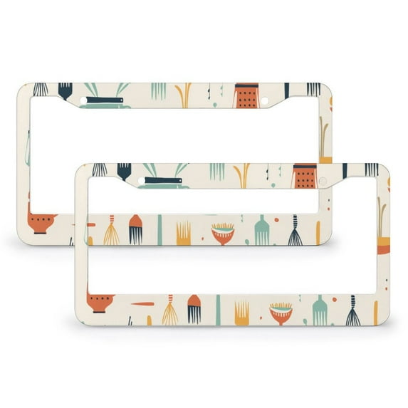 License Plate Frame Mid-Century Modern Kitchen License Plate Cover Front Plates Frames Car Tag Frame 2 PCS Mid-Century Modern Style Aluminum Metal License Plate Frames for Us Standard Vehicles
