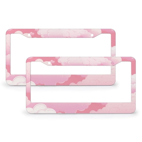 License Plate Frame Pink Clouds License Plate Cover Front Plates Frames Car Tag Frame 2 Pieces Girls Room Nursery Playroom Decor Aluminum License Plate Cover Gift for Dad