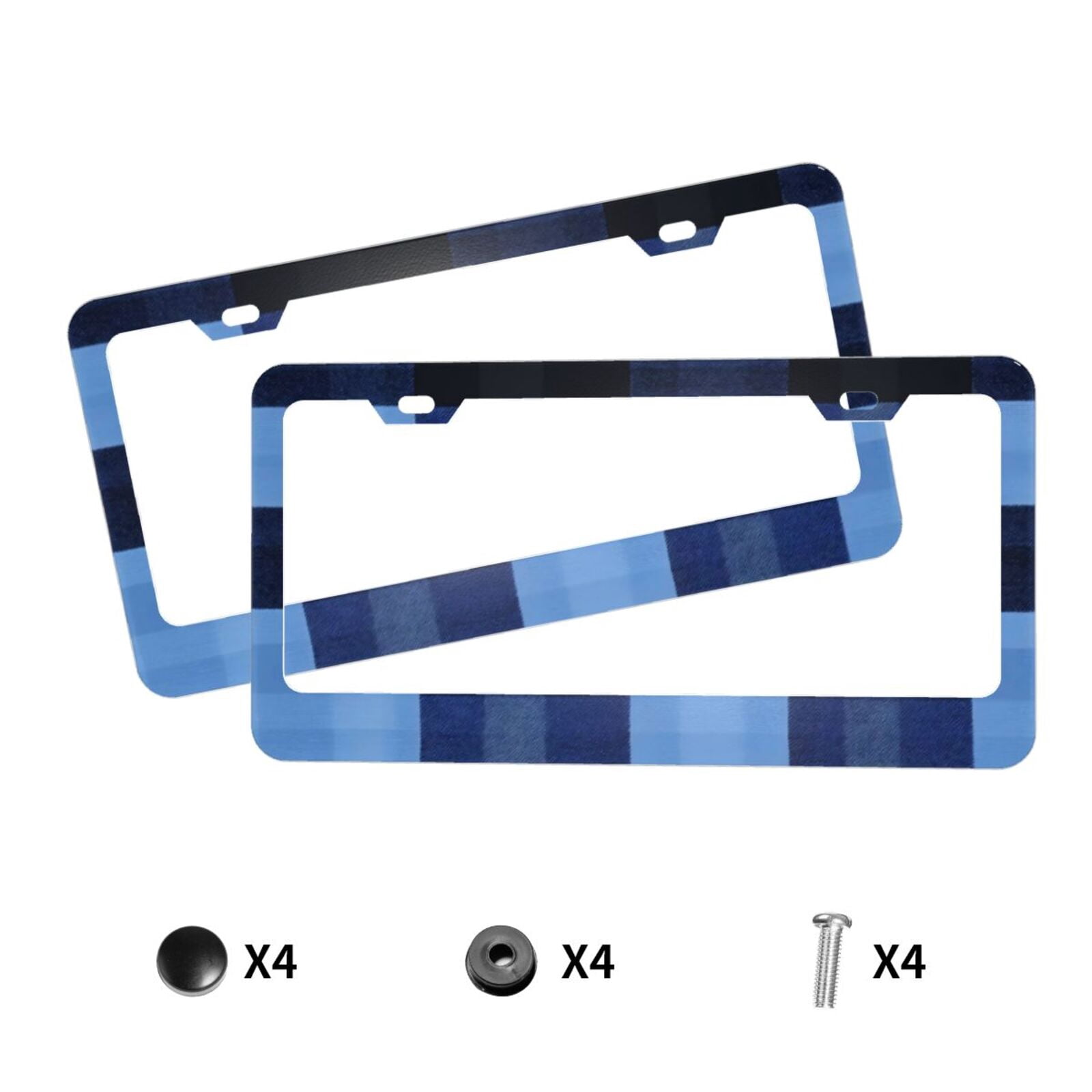License Plate Frame With Screw Caps 2 Pack Car Plate Frame Front And Rear Rust-Proof Universal Car Tag Holder Cornflowerblue Buffalo Plaid Check Tartan Scotland_1
