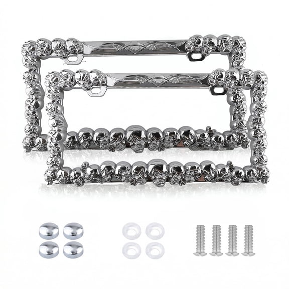 KINGWOLF 2Pack License Plate Frame Skull Design Bold Self-Expression