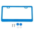thumbnail image 1 of Unique Bargains License Plate Frame Stainless Steel Car License Plate Frame Bracket with Screws Caps 2 Hole Square Oval Hole Wide Frame Blue, 1 of 7