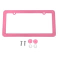 thumbnail image 1 of Unique Bargains License Plate Frame Stainless Steel Car License Plate Frame Bracket with Screws Caps 2 Hole Round Hole Wide Frame Pink, 1 of 7