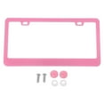 thumbnail image 1 of Unique Bargains License Plate Frame Stainless Steel Car License Plate Frame Bracket with Screws Caps 2 Hole Square Oval Hole Wide Frame Pink, 1 of 7
