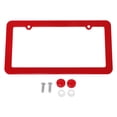 thumbnail image 1 of Unique Bargains License Plate Frame Stainless Steel Car License Plate Frame Bracket with Screws Caps 2 Hole Round Hole Wide Frame Red, 1 of 7