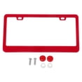 thumbnail image 1 of Unique Bargains License Plate Frame Stainless Steel Car License Plate Frame Bracket with Screws Caps 2 Hole Square Oval Hole Wide Frame Red, 1 of 7