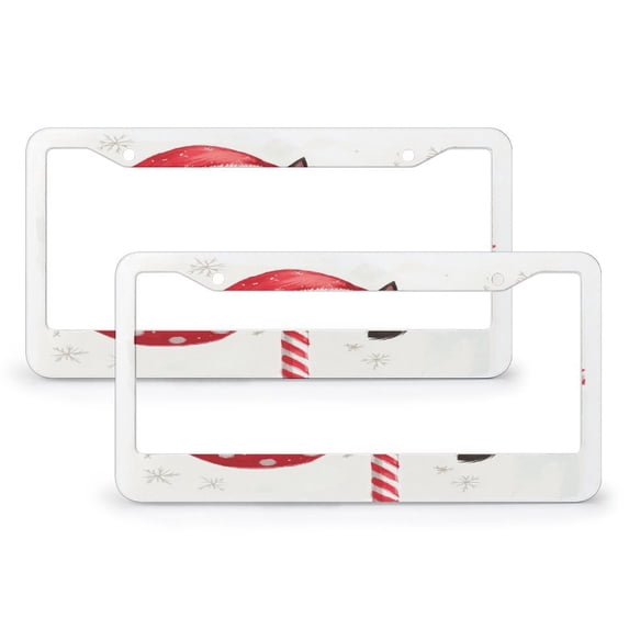 License Plate Frame Winter Christmas Bell Black Cat Auto Car Accessories Tag 2 Pieces Santa Black Cat Aluminum License Plate Frames for Women Men US Vehicles Standard 12.3" X 6.3"
