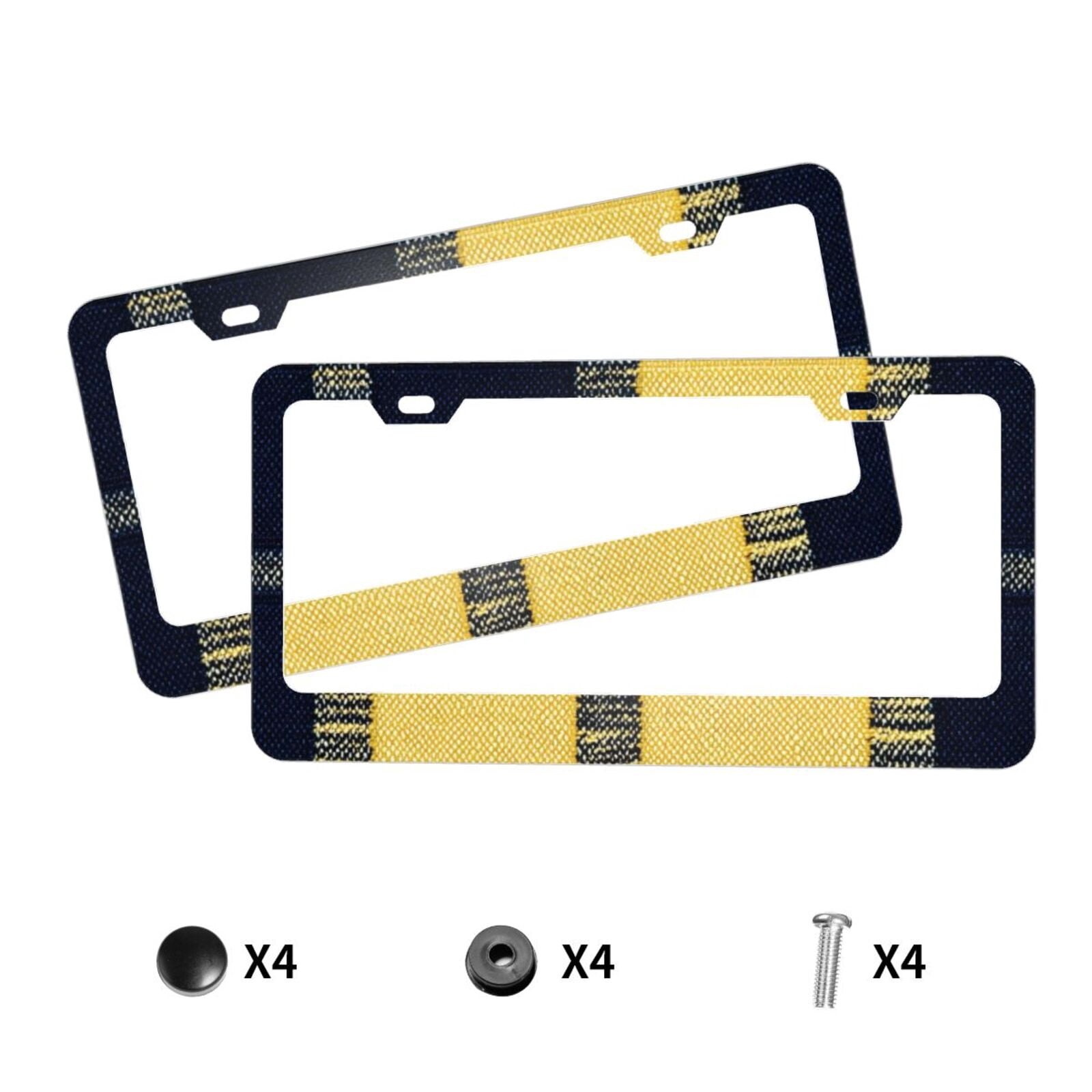 License Plate Frame With Screw Caps 2 Pack Car Plate Frame Front And Rear Rust-Proof Universal Car Tag Holder Argyle Plaid Cornflowerblue_4
