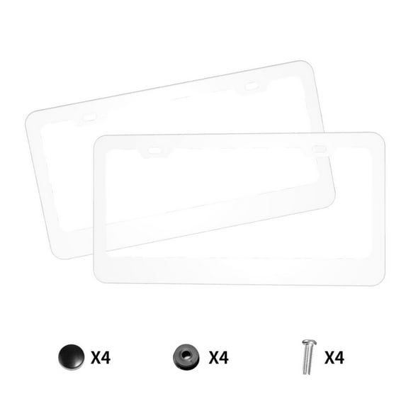 License Plate Frame With Screw Caps 2 Pack Car Plate Frame Front And Rear Rust-Proof Universal Car Tag Holder White