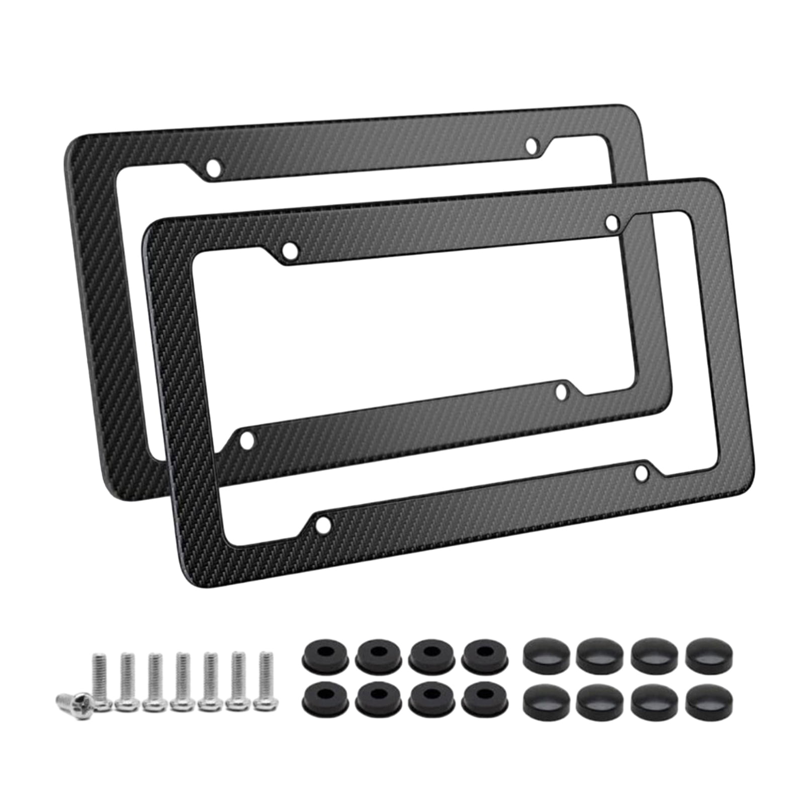 License Plate Frame with Screw Caps Cover Kit Universal Fit Easy