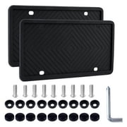 Oulastool Black Silicone License Plate Frames, 2 Pack Rust-Proof, Rattle-Proof, Weather-Proof Car Accessories