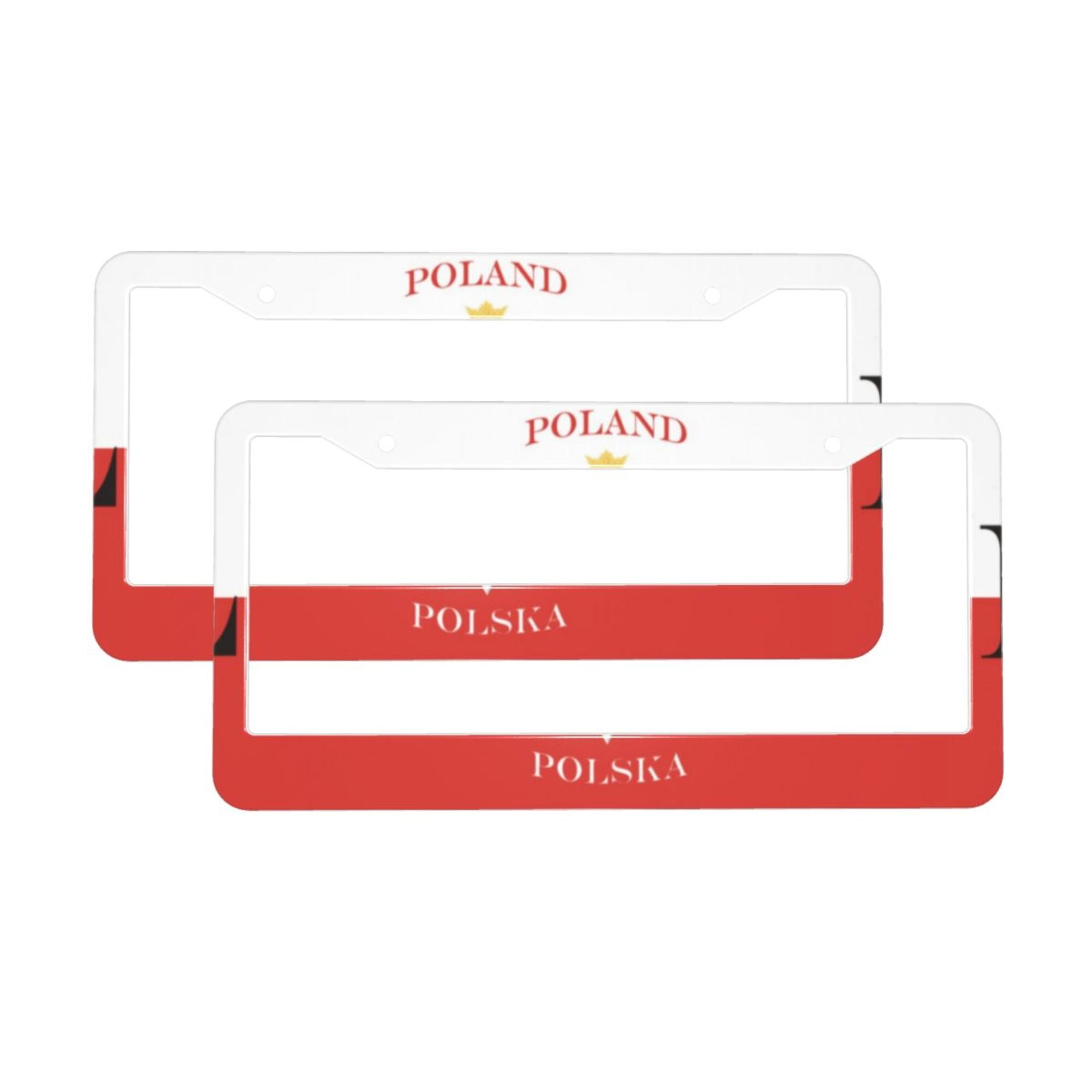 Poland Polska Flag License Plate Frame - Black Plastic Car Frame With Polish Eagle Decal Dome - View #5