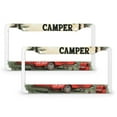 thumbnail image 1 of License Plate Frames Happy Camper Life Is Good Customized Decor Car Tag 2 Pcs Set Vintage Decorative Camping Stainless Aluminum License Plate Frame Funny Cute for USA Canada Vehicles, 1 of 6