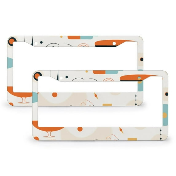 License Plate Frames Mid-Century Modern License Plate Cover License Plate Novelty License Plate Frame 2 Pack Vintage Abstract Metal License Plate Frame for Women Men US Vehicles Standard