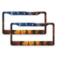 thumbnail image 1 of License Plate Frames Oil Painting American Flag with Forest Standard Car Tag Cover Holder 2 Pcs Set USA Patriotic Independence Memorial Day Quality Aluminum Metal License Plate Cover, 1 of 6