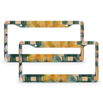 License Plate Frames Sunflower On A Green Plaid Checkered Car License Plate Frame 2 Pieces Sunflower Buffalo Plaid Quality Aluminum License Plate Frame for Men/Women