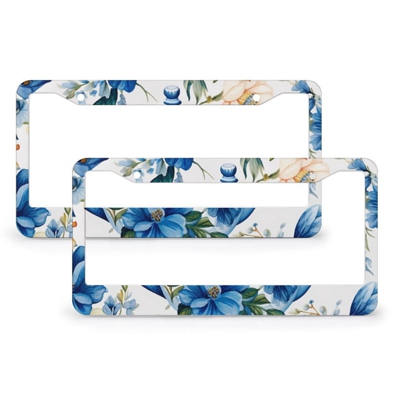 License Plate Frames Watercolor Floral Teapot Auto Car Accessories Tag 2 Pcs Set Rustic Farmhouse Decor French Floral Quality Aluminum License Plate Frame for Women Men US Vehicles