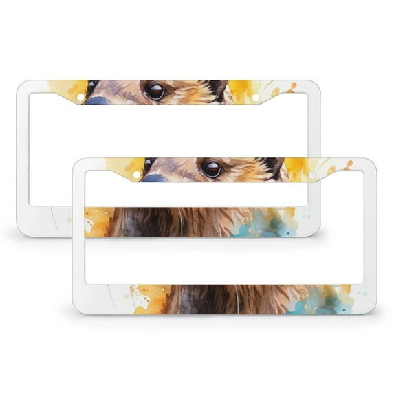 License Plate Frames Watercolor Otter Animal License Plate Cover License Plate Novelty License Plate Frame 2 PCS Gift for Otter Lover Quality Aluminum Metal License Plate Cover for Women