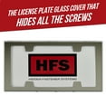 thumbnail image 1 of License Plate Glass Cover and Support that HIDES ALL SCREWS / MIRROR, 1 of 8