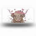 thumbnail image 1 of License Plate,Highland Cow with Pink Rose Crown and Butterflies Decorative Front,Personalized Stainless Steel License Plate Cover For Men Women,12.2" X 6.2", 1 of 7