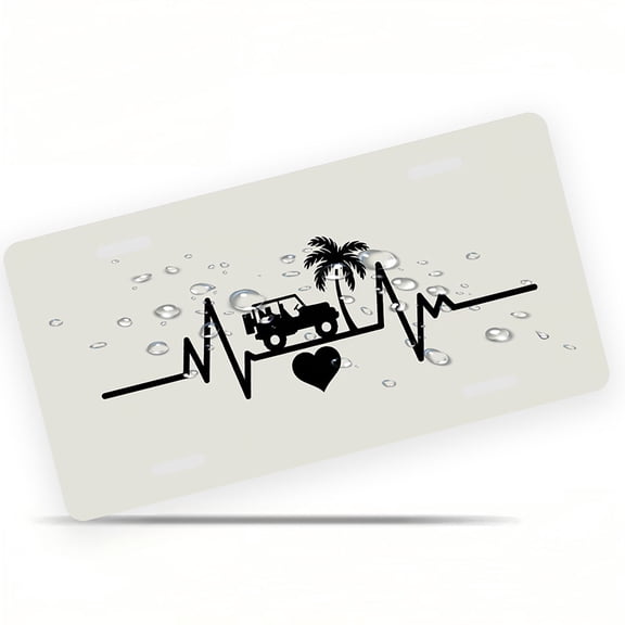 License Plate, Jeep Love Pulse Decorative Front,Personalized Stainless Steel License Plate Cover For Men Women,12.2" X 6.2"