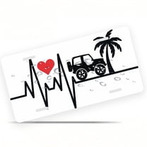 License Plate, Jeep Love Pulse Decorative Front,Personalized Stainless Steel License Plate Cover For Men Women,12.2" X 6.2"