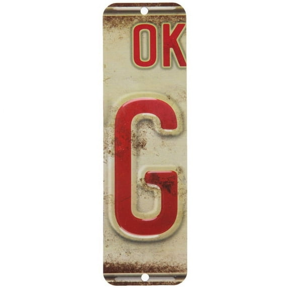 License Plate Letter G Metal Sign Home Decoration Wall Decor