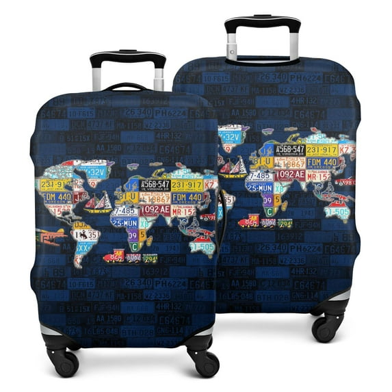License Plate Map Luggage cover Suitcase Washable Protector Spandex Luggage Cover Fit 18-20 Inch Luggage