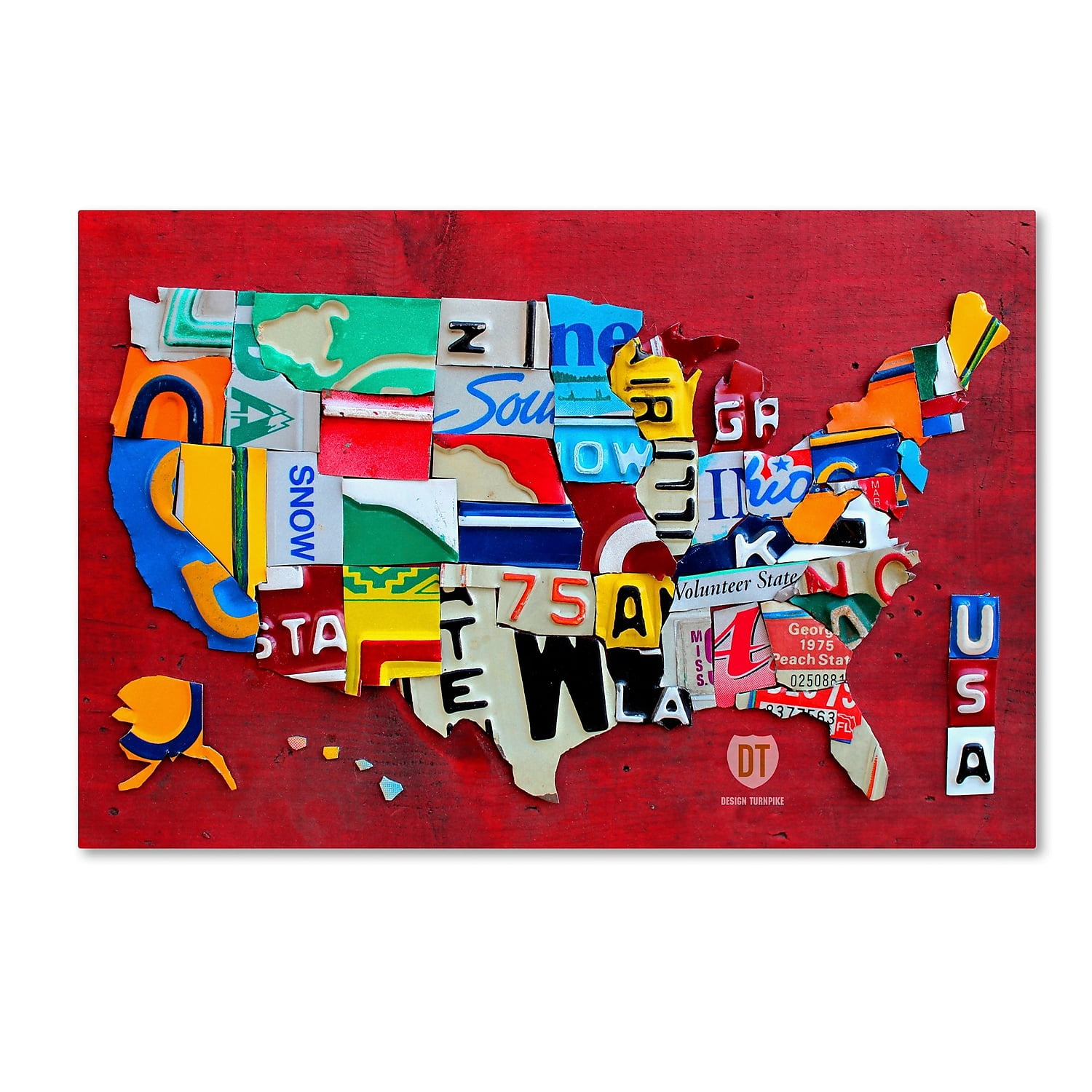 License Plate Map Miniature' Canvas Art by Design Turnpike