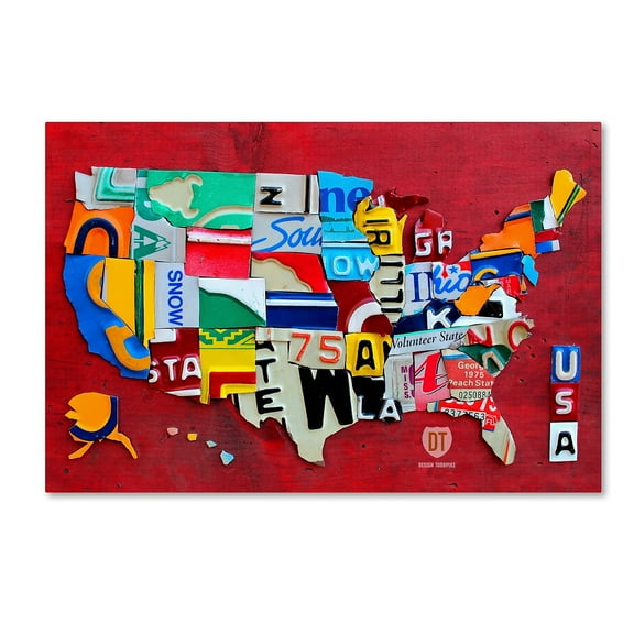 License Plate Map Miniature' Canvas Art by Design Turnpike