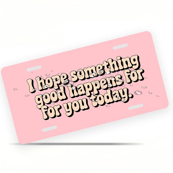 License Plate, Pink Wish Message Decorative Front,Personalized Stainless Steel License Plate Cover For Men Women,12.2" X 6.2"
