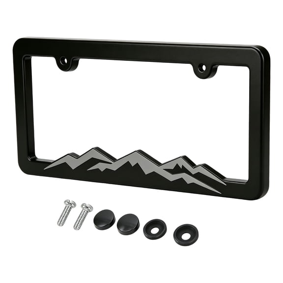 License Plate Protector Frame, Complete Hardware Set Screw Caps Washers Included, Universal Vehicle Accessory, AntiRust Weatherproof for Front Rear Plates