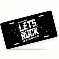 License Plate, Rock and Roll Call Decorative Front,Personalized Stainless Steel License Plate Cover For Men Women,12.2" X 6.2"