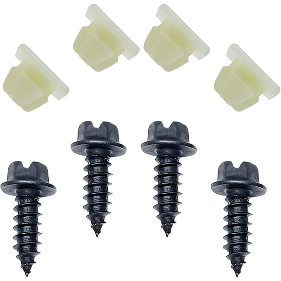 License Plate Screw Kit, Stainless Steel Self Tapping Bolts Nylon Screw Inserts for Securing License Plate Frame or Cover on Cars, Rust-Proof Nylon Screw Retainer Fasteners (Black Zinc Plated)