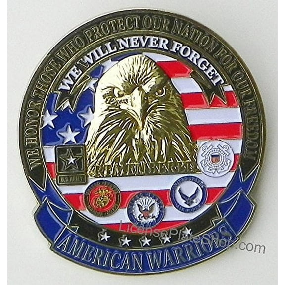 License Plate Shop American Warriors Car/Truck Grille Badge Emblem (3")