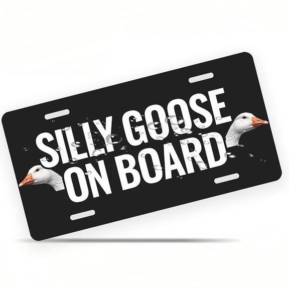 License Plate, Silly Goose Warning Decorative Front,Personalized Stainless Steel License Plate Cover For Men Women,12.2" X 6.2"