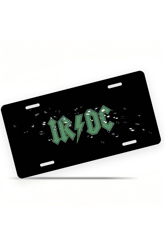 License Plate, Stylized IRDC Initials Decorative Front,Personalized Stainless Steel License Plate Cover For Men Women,12.2" X 6.2"