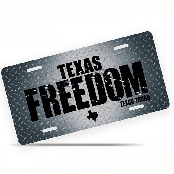 License Plate, Texas Freedom Emblem Decorative Front,Personalized Stainless Steel License Plate Cover For Men Women,12.2" X 6.2"
