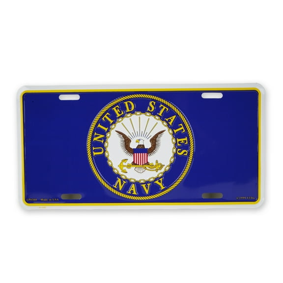 License Plate with United States Navy (USN) Logo | Standard Size 6" x 12", License Plate of Cars, SUVs, Trucks and minivans Aluminum 4 Holes|Universal fits Officially Licensed