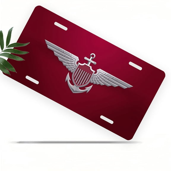 License Plate, Winged Anchor Shield Decorative Front,Personalized Stainless Steel License Plate Cover For Men Women,12.2" X 6.2"