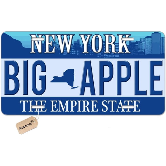 License Plates New York Big Decorative Car Front License Plate,Vanity Tag,Metal Car Plate,Aluminum Novelty License Plate for Men/Women Car,6 X 12 Inch